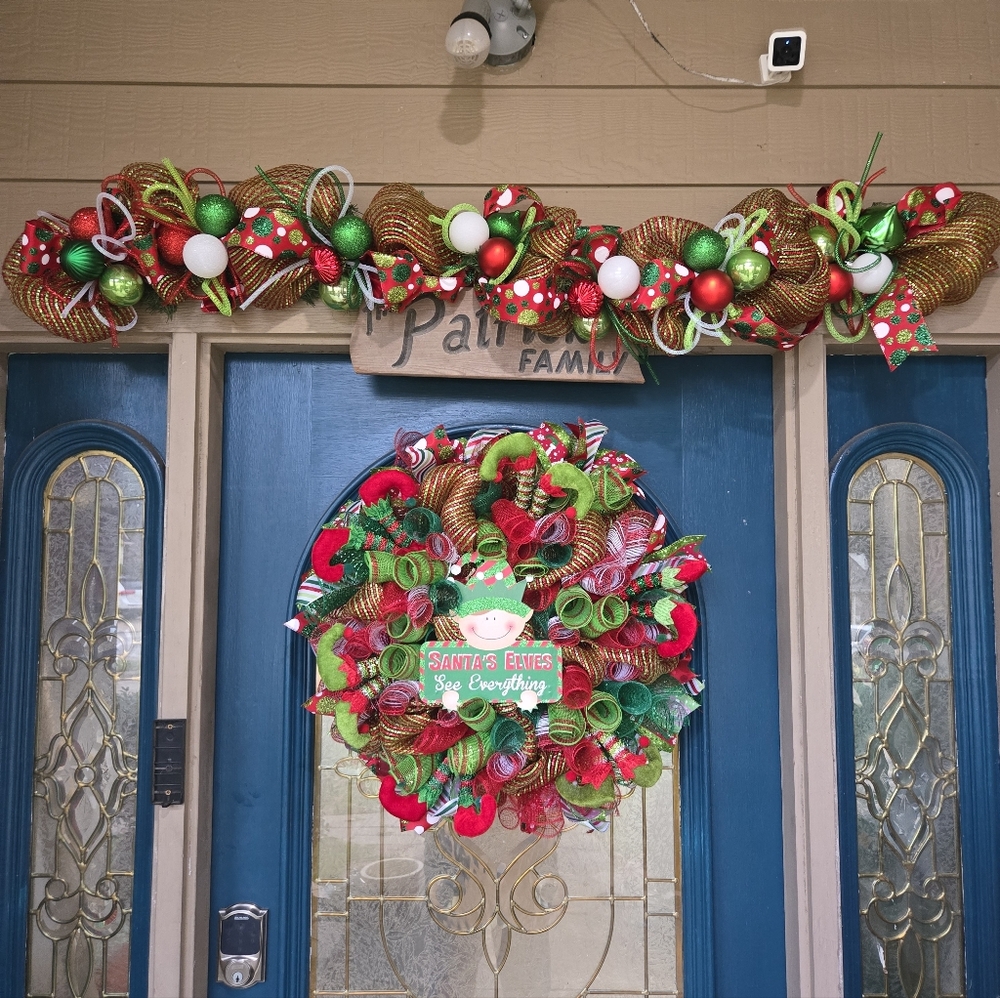 Santa's Elves See Everything Christmas Wreath and Garland Bundle